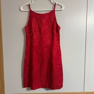All that Jazz Red Slip Mini Dress with Spaghetti Straps for Cocktail